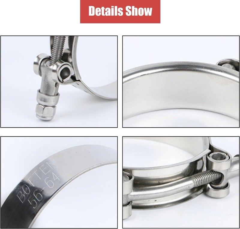 Botten 4 Pack 3.5" T-Bolt Hose Clamp, Clamp Range 95-103mm for 3.5" Hose ID, hose clamps Stainless Steel,hose clamp heavy duty,radiator hose clamps - Image 5